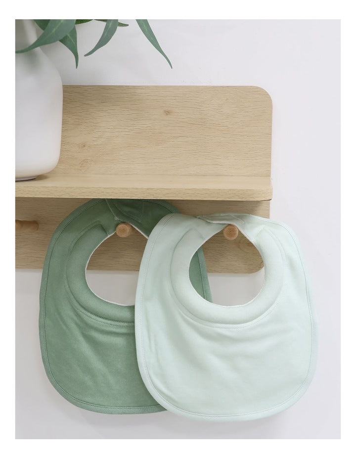 Baby Bibs 2 Pack - Cotton Blend, Greentea