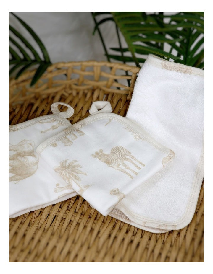 Serengeti Face Washers 3 Pack in Cream