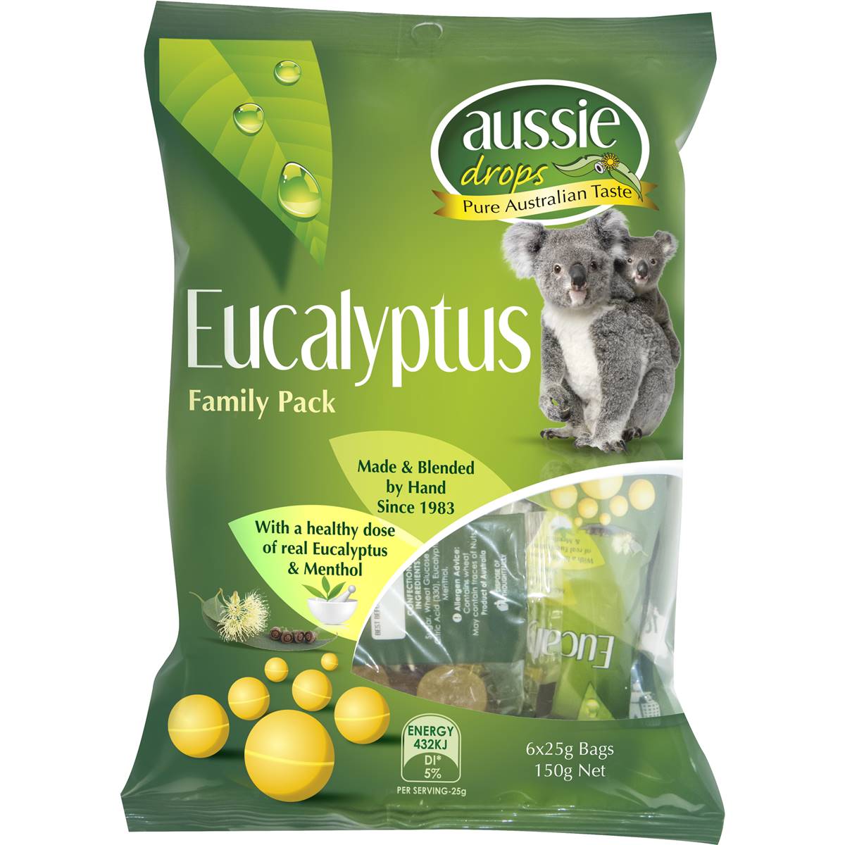 Aussie Drops Eucalyptus Share Pack 150g Bag