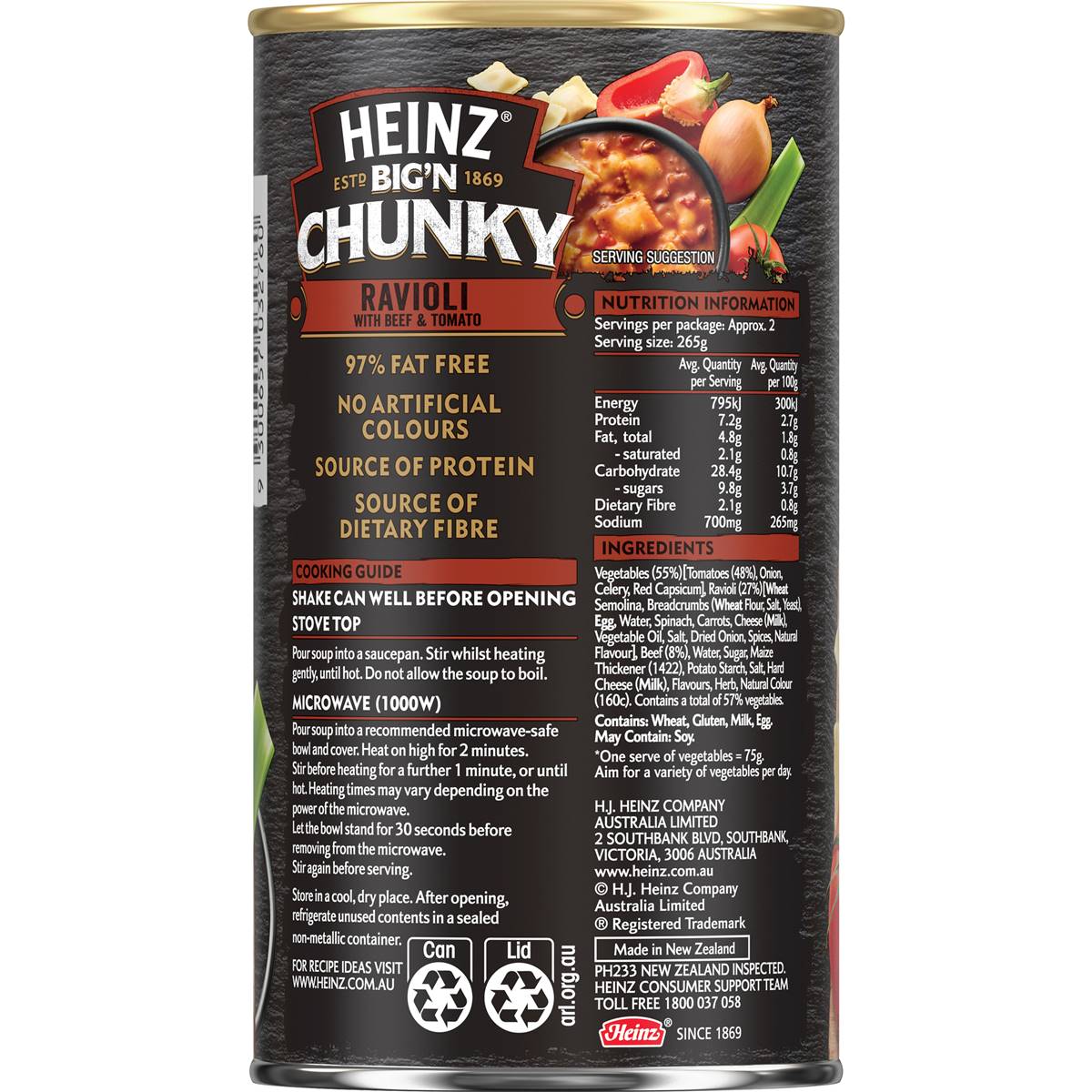 Heinz Big n Chunky Ravioli With Beef & Tomato Canned Meal 535g