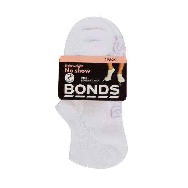 BONDS WOMENS LOGO LIGHT NO SHOW SIZE 3 - 8 :4 PACK