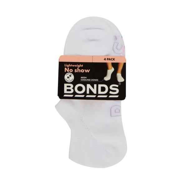 BONDS WOMENS LOGO LIGHT NO SHOW SIZE 3 - 8 :4 PACK