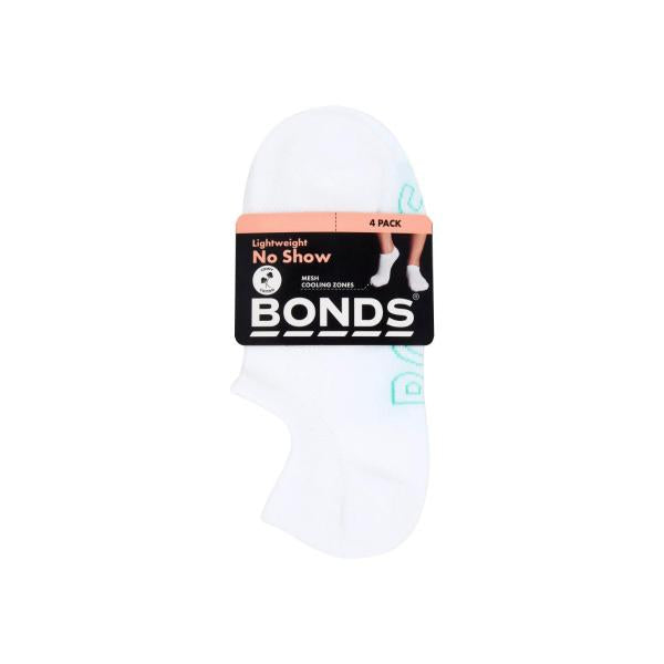 BONDS WOMENS LOGO LIGHT NO SHOW SIZE 8-11 4PACK