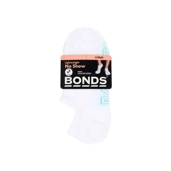 BONDS WOMENS LOGO LIGHT NO SHOW SIZE 8-11 4PACK