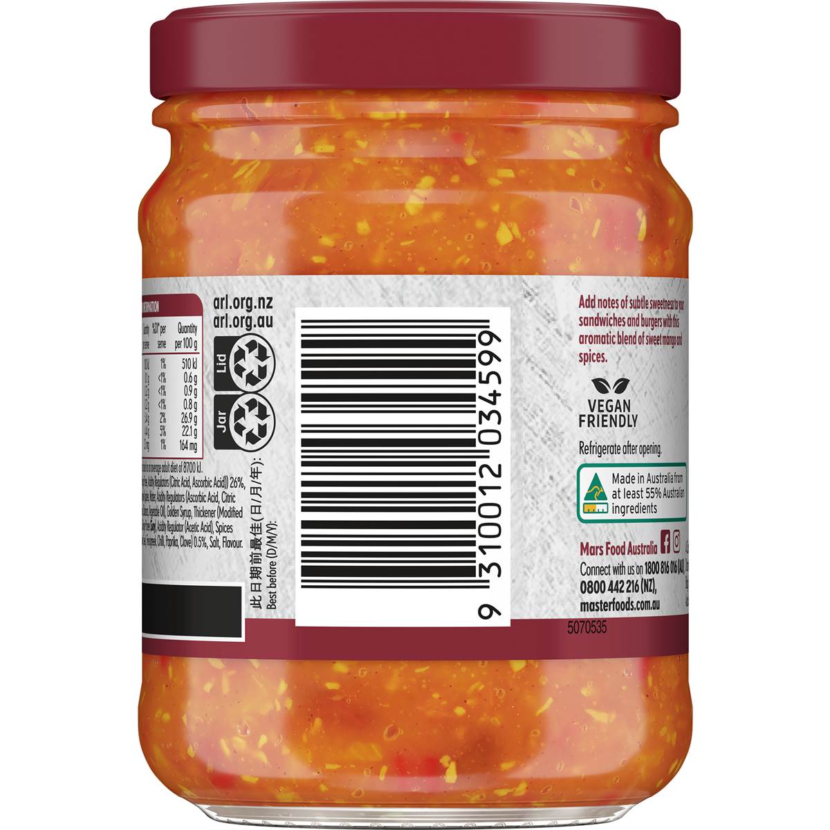 MasterFoods Mango Chutney Relish 250g