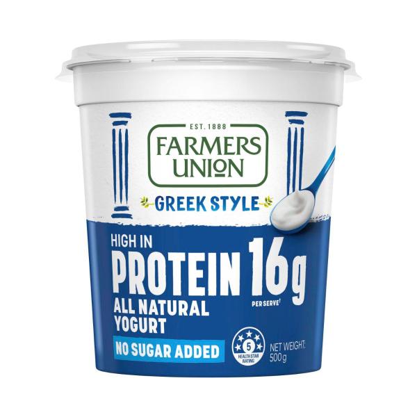 FARMERS UNION GREEK STYLE YOGHURT HIGH PROTEIN NATURAL YOGURT