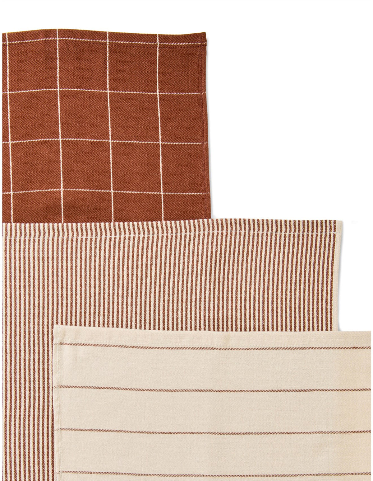 BALMAIN RUST YARN DYED COTTON TEA TOWEL SET OF 3