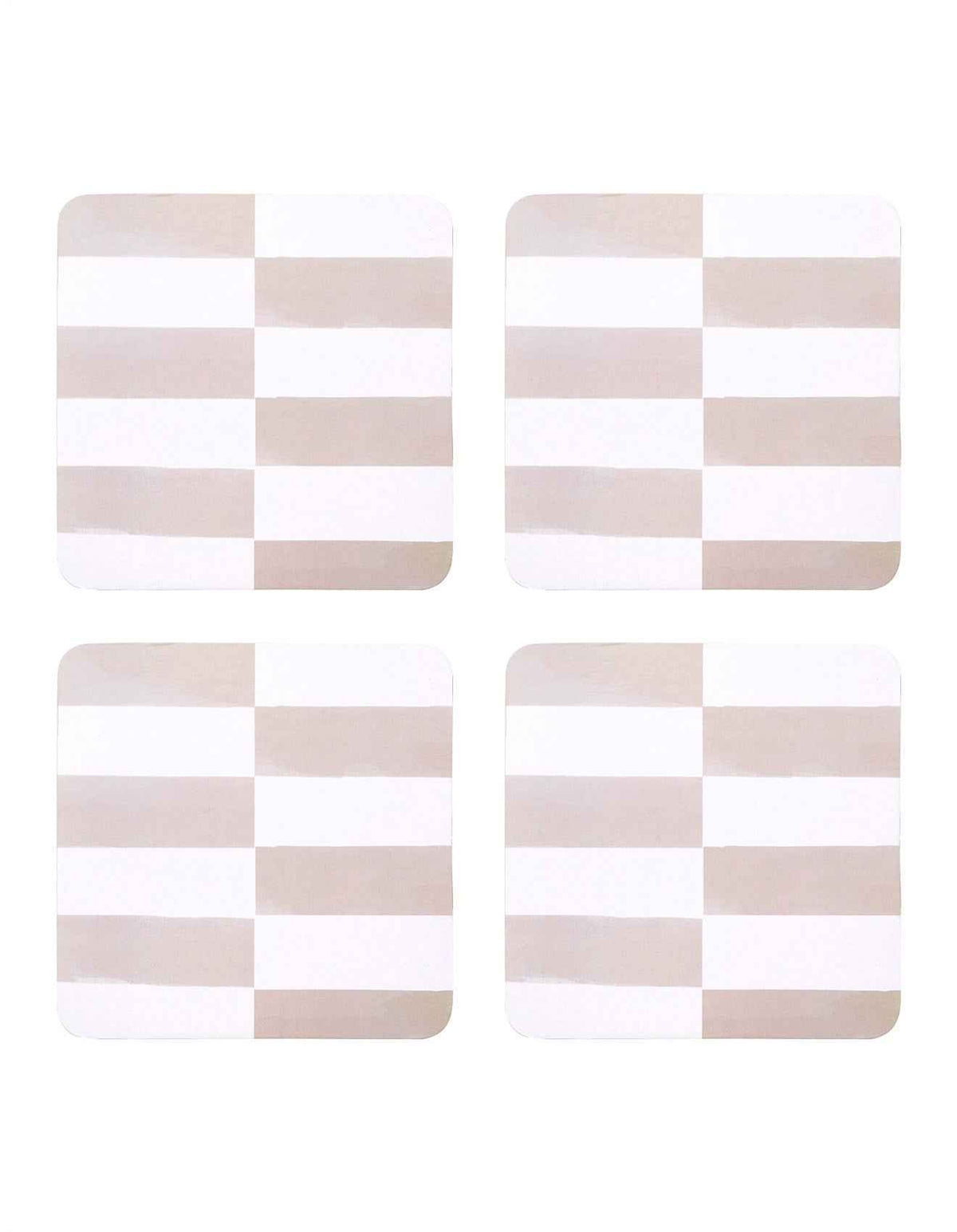 Cottesloe Check Natural Cork Backed Coasters set of 4