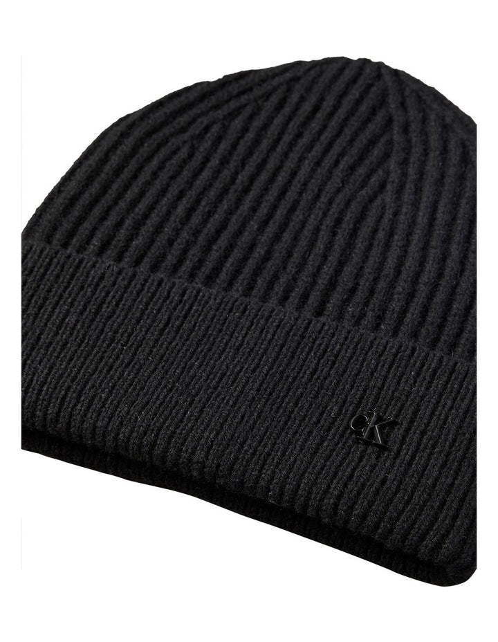Hw Wool Blend Beanie Hat Black