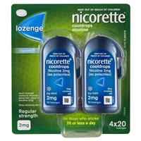 Nicorette Quit Smoking Regular Strength Cooldrops Nicotine Lozenge Icy Mint 4 x 20 Pack