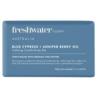 Freshwater Farm Australia Blue Cypress + Juniper Berry Oil Calming Body Bar 200g - GimmeNow