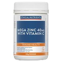 Ethical Nutrients Mega Zinc 40mg with Vitamin C Orange 190g Powder - GimmeNow
