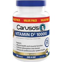 Carusos Vitamin D3 1000IU 500 Capsules - GimmeNow