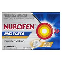 Nurofen Meltlets Pain Relief Citrus 200mg Ibuprofen 48 Pack