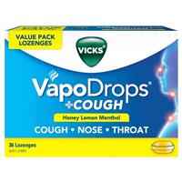 Vicks VapoDrops + Cough Honey Lemon Menthol 36 Lozenges