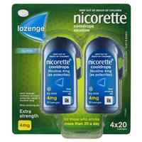 Nicorette Quit Smoking Extra Strength Cooldrops Nicotine Lozenge Icy Mint 4 x 20 Pack