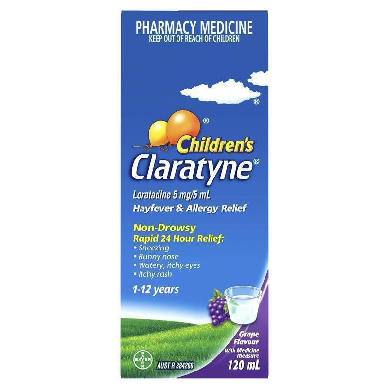 Children's Claratyne Allergy & Hayfever Relief Syrup For Kids Grape Flavour 120mL - GimmeNow