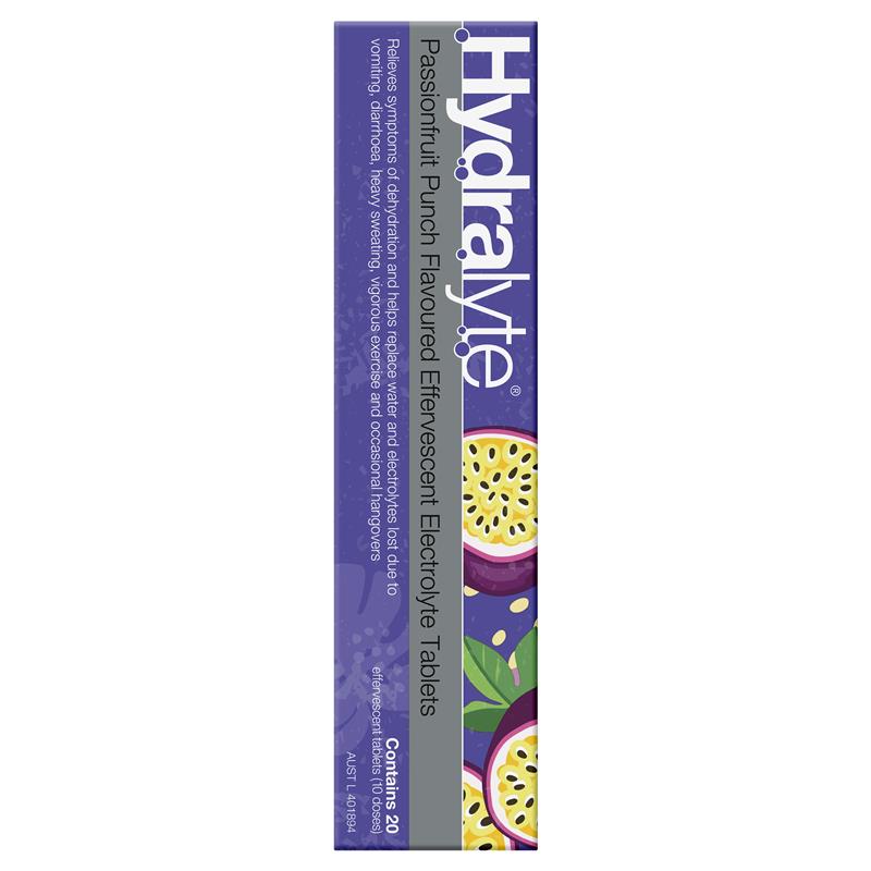 Hydralyte Electrolyte Effervescent Passionfruit Punch 20 Tablets - GimmeNow