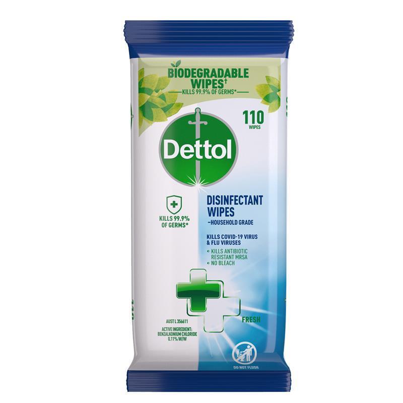 Dettol Antibacterial Disinfectant Surface Biodegradable Cleaning Wipes 110 Pack - GimmeNow