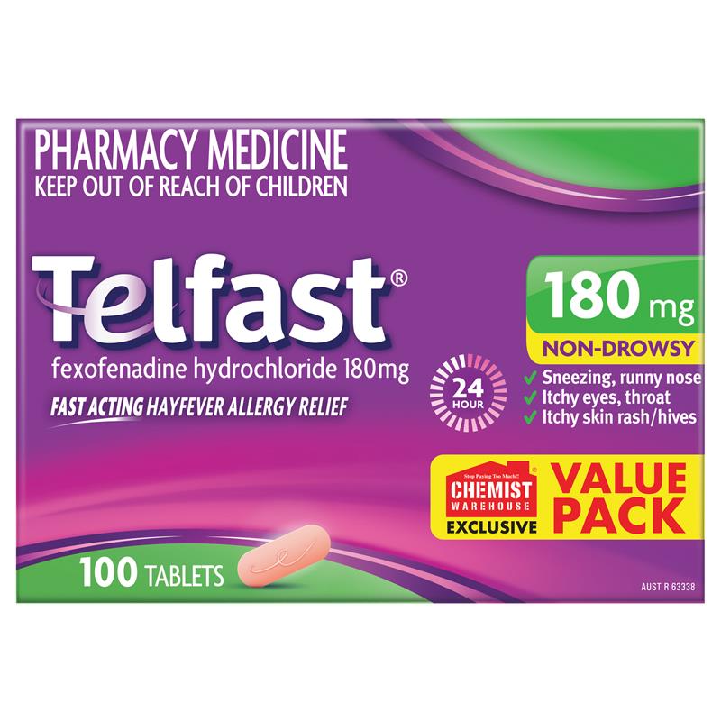 Telfast 180mg 100 Tablets Exclusive Size - GimmeNow