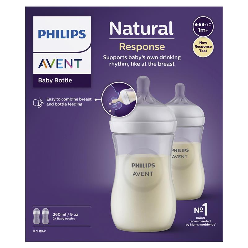 Avent Natural Response Feeding Bottle 260ml 2 Pack - GimmeNow