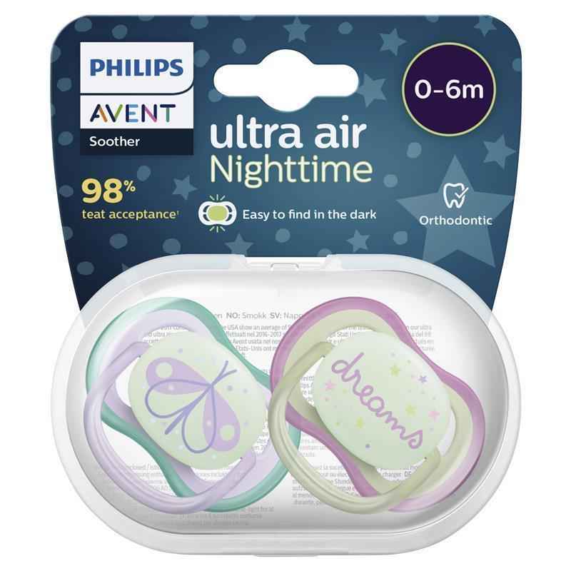 Avent Ultra Air Night Soother 0-6 Months 2 Pack