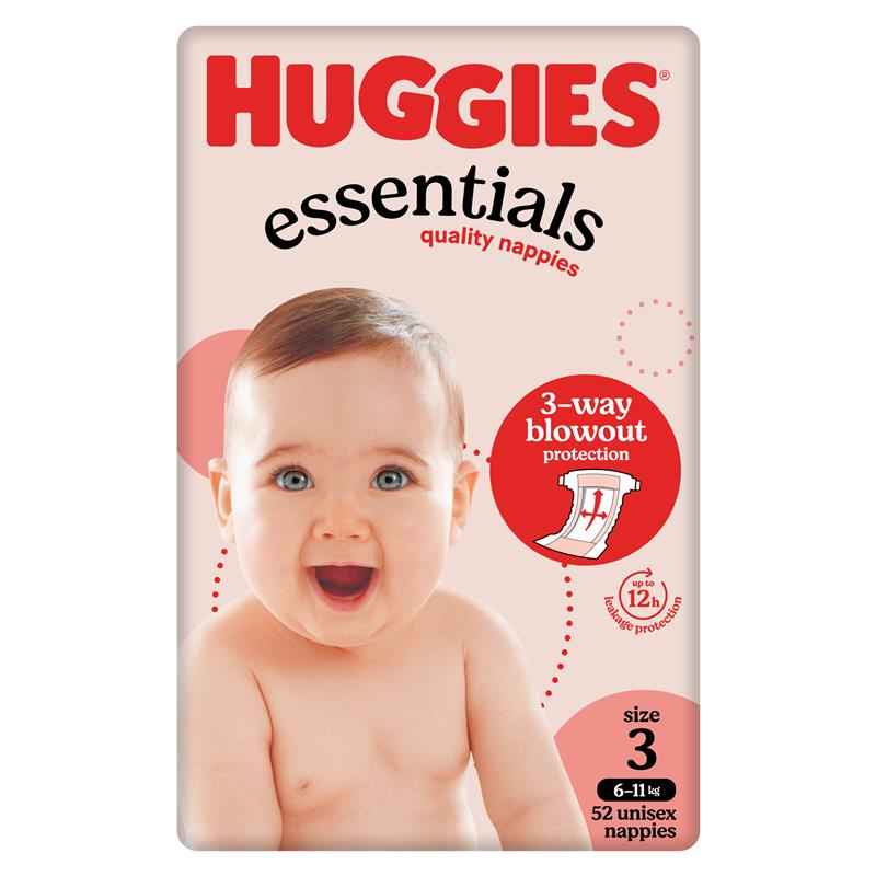 Huggies Essentials Size 3 6-11kg 52 Nappies