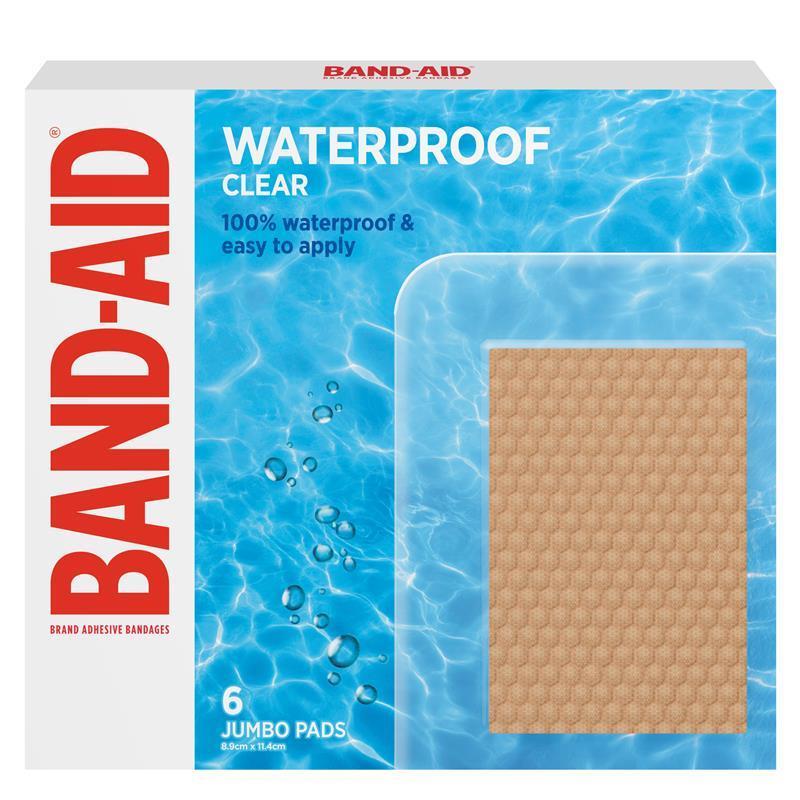 Band-Aid Waterproof Clear Jumbo 6 Pads