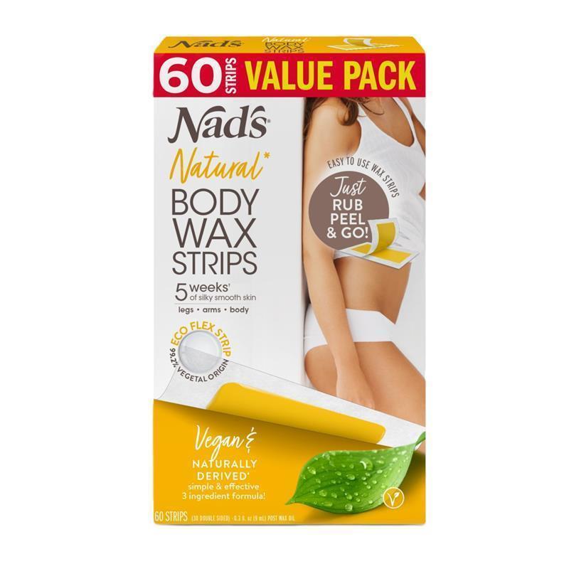 Nad's Natural Body Wax Strips 60 Pack