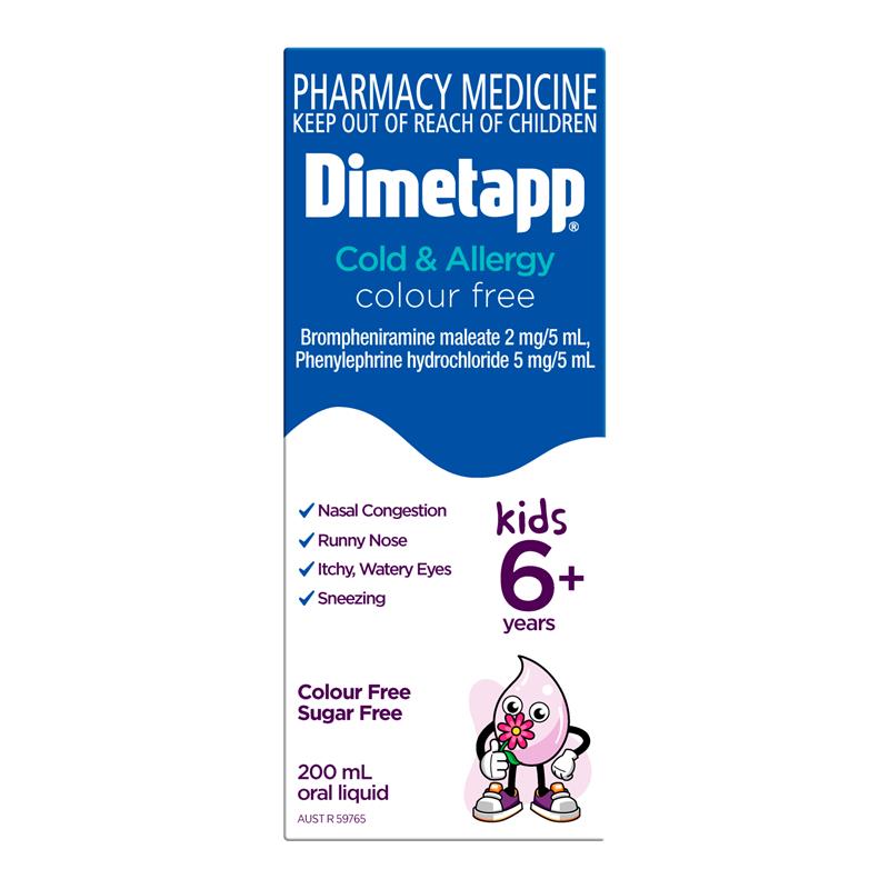 Dimetapp Cold and Allergy Colour Free 200mL