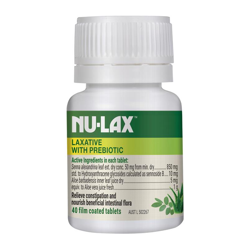 Nulax Natural Laxative Tablets With Prebiotic Senna + Aloe 40 Tablets
