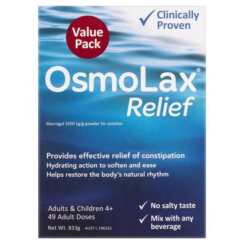 OsmoLax Relief Laxative Powder 49 Dose 833g - Macrogol Constipation Relief with No Salty Taste, Flavour Free & Salt Free
