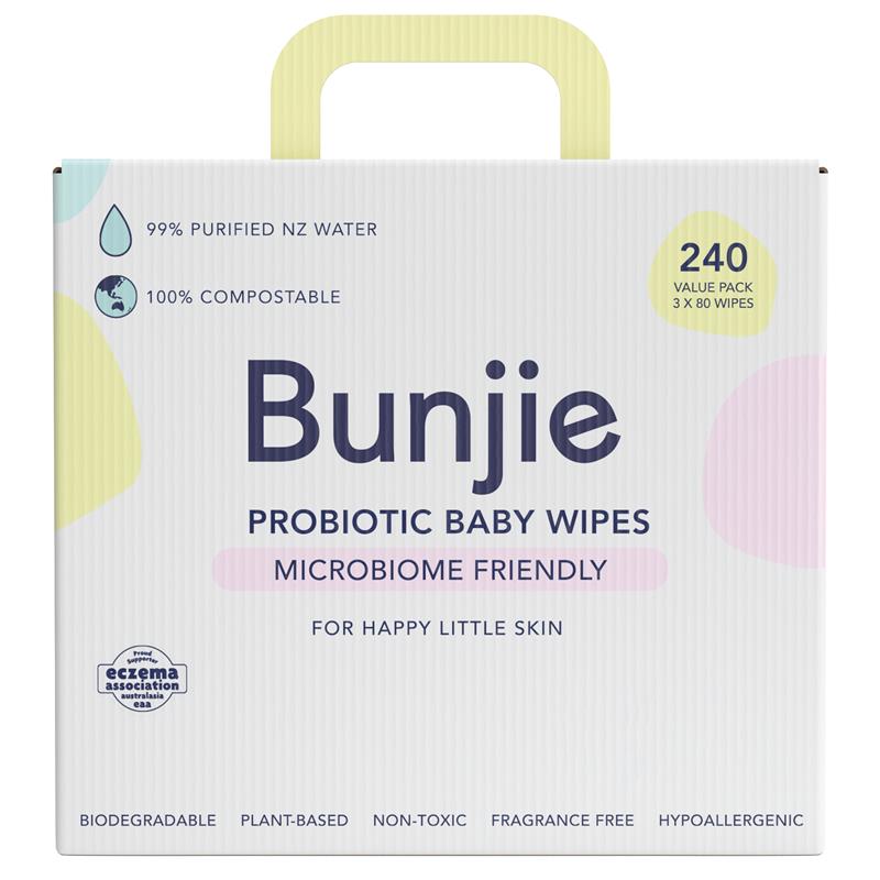 Bunjie Probiotic Baby Wipes 3 x 80 Pack - GimmeNow
