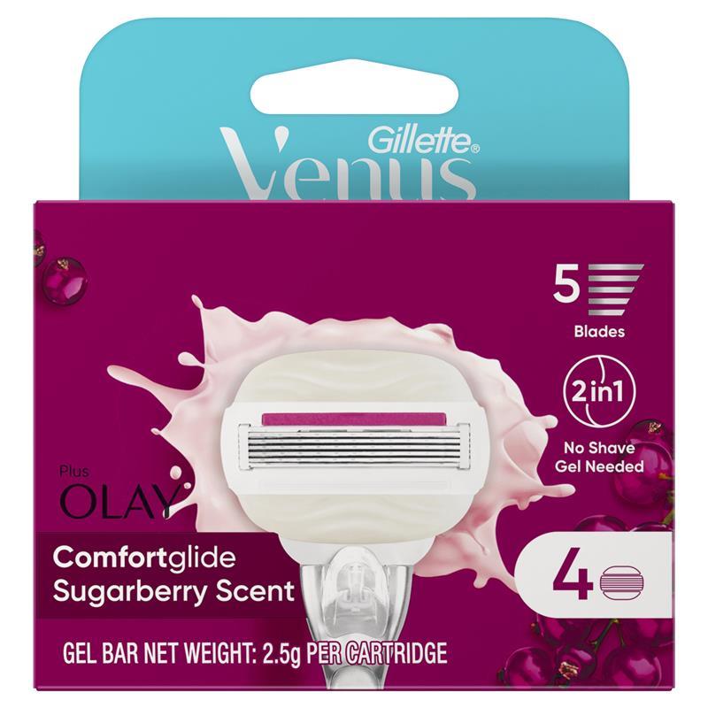 Gillette Venus Comfort Glide Sugarberry Blade Refills 4 Pack