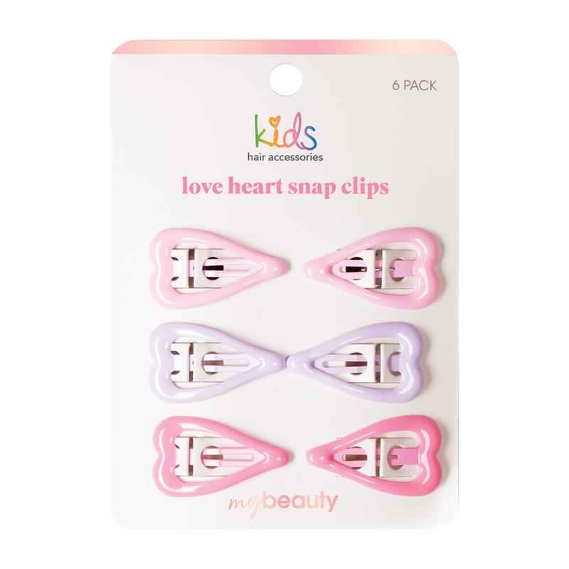 My Beauty Kids Hair Accessories 26A Love Heart Snap Clips 6 Pack