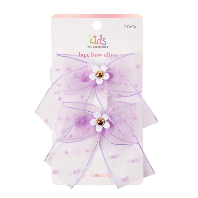 My Beauty Kids Hair Accessories 26A Purple Lace Bow Clips 2 Pack
