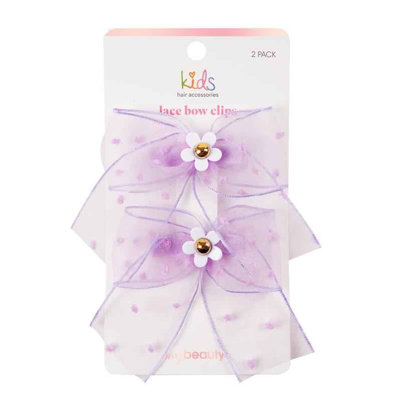 My Beauty Kids Hair Accessories 26A Purple Lace Bow Clips 2 Pack