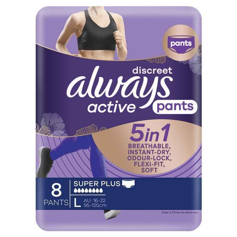 Always Discreet Active Pants Large 8 Pack