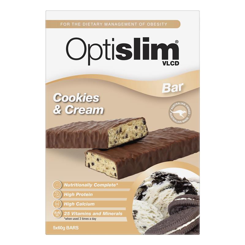 Optislim VLCD Bar Cookies and Cream Bars 5 Pack - GimmeNow