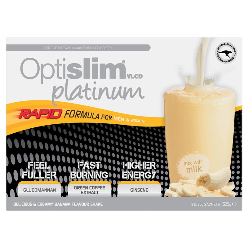Optislim VLCD Platinum Banana Shake 21x25g Sachets - GimmeNow