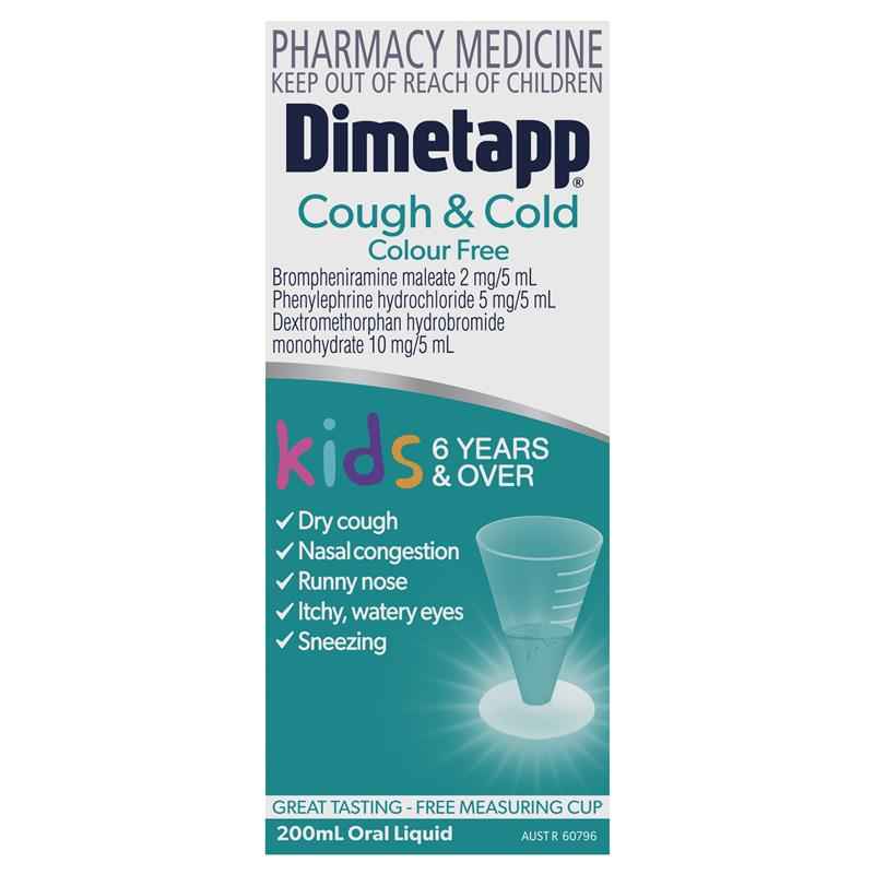 Dimetapp Cough and Cold Colour Free 200mL
