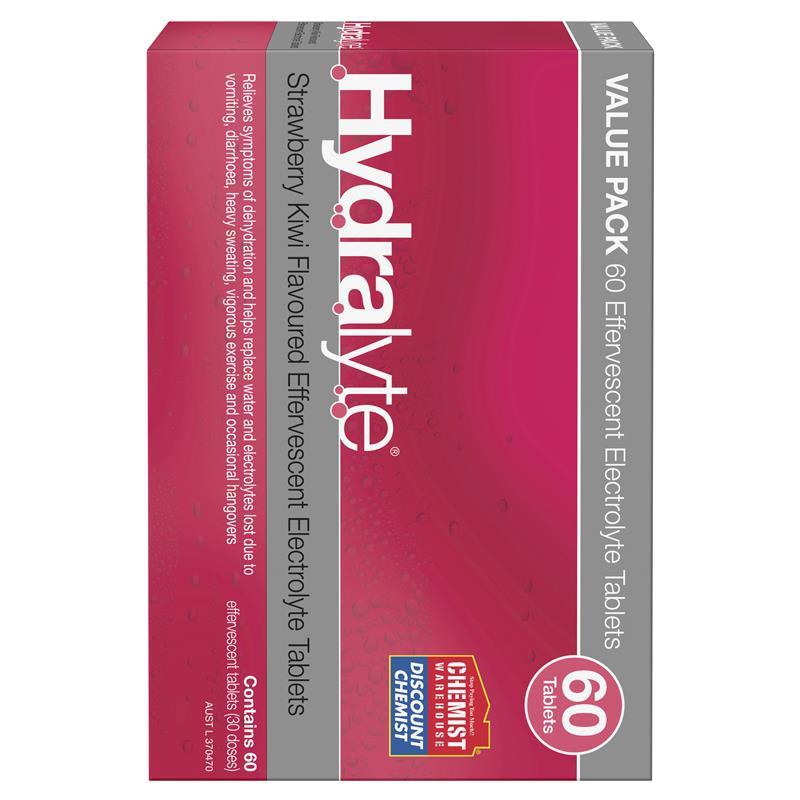 Hydralyte Electrolyte Effervescent Strawberry Kiwi 60 Tablets Exclusive Size - GimmeNow