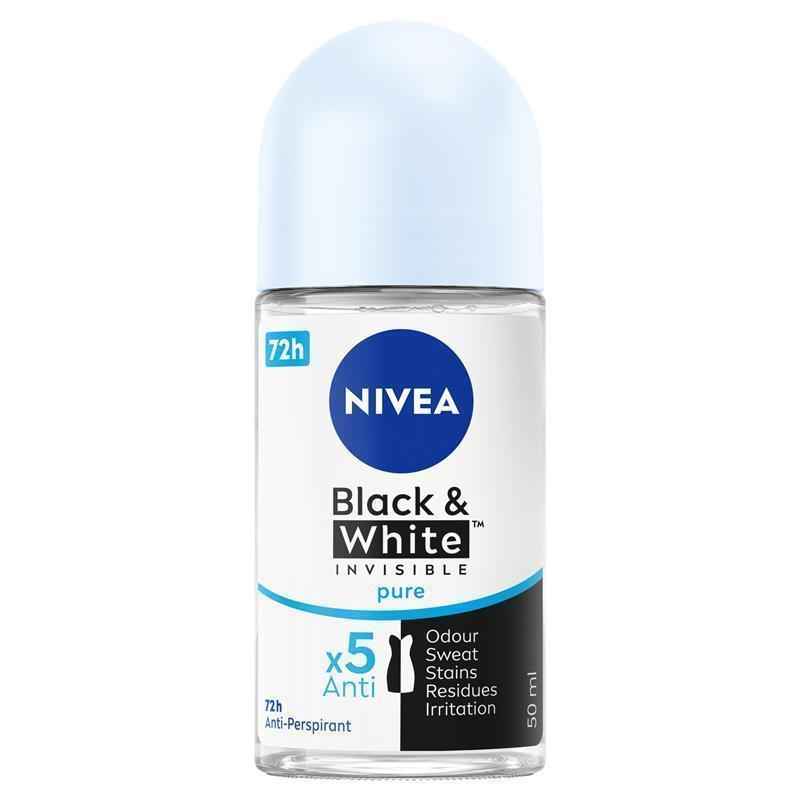 NIVEA Black & White Invisible Pure Roll On Deodorant 72H Protection 50ml