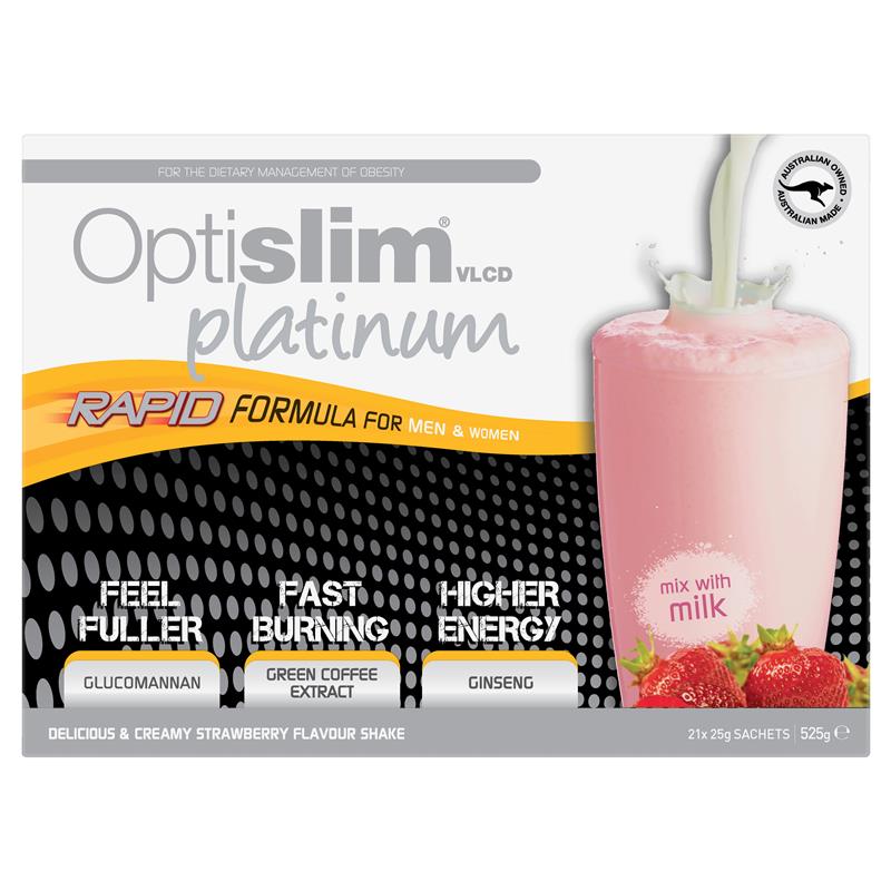 Optislim VLCD Platinum Strawberry Shake 21x25g Sachets - GimmeNow
