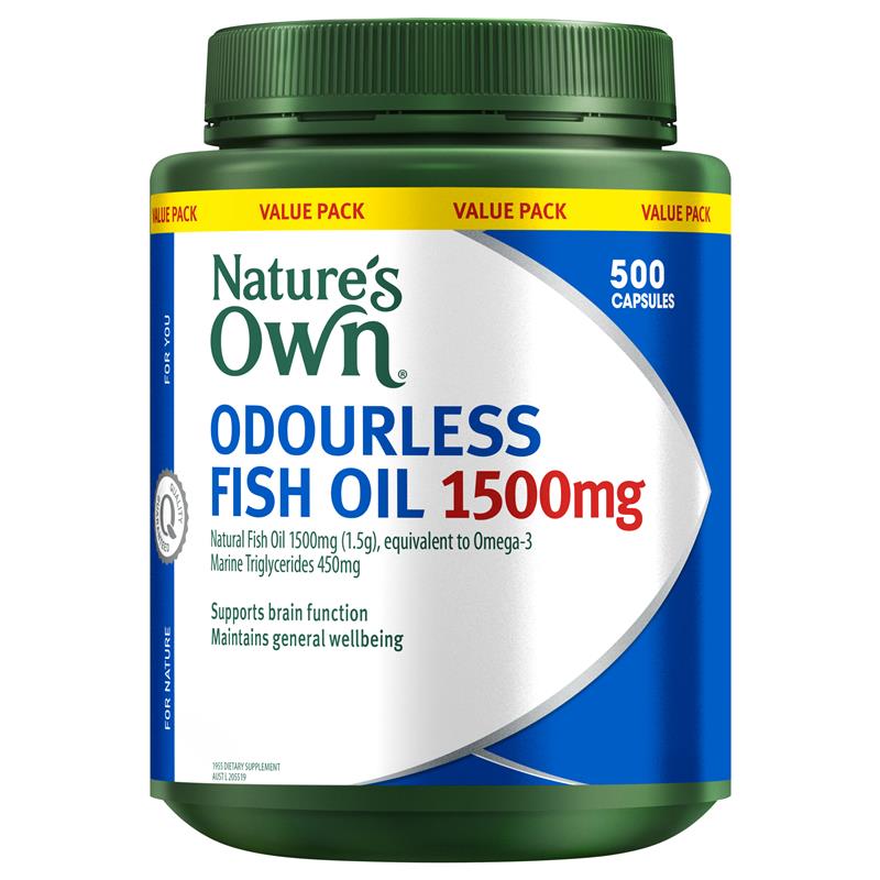 Nature's Own Odourless Fish Oil 1500mg 500 Capsules Exclusive Size - GimmeNow