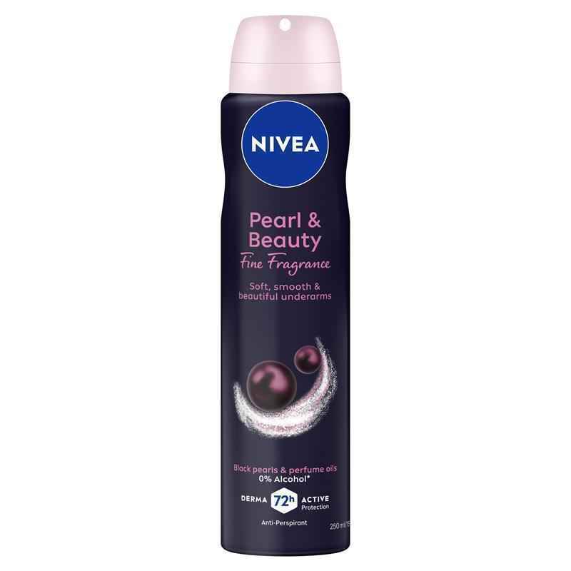 NIVEA Pearl And Beauty Fine Fragrance Black Pearls Aerosol Deodorant 72H Protection 250ml
