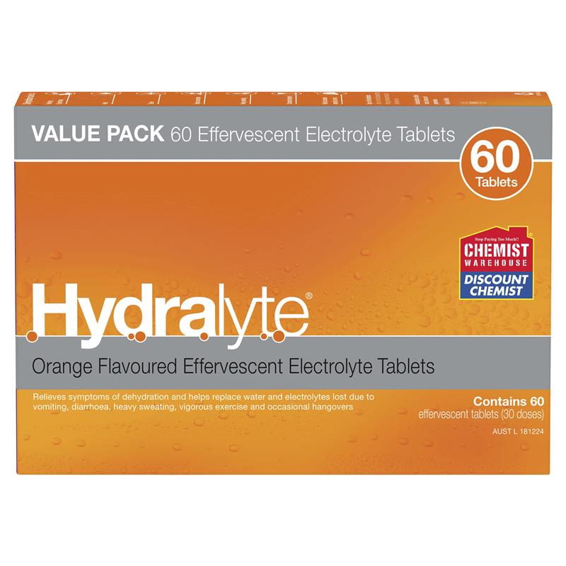 Hydralyte Electrolyte Effervescent Orange 60 Tablets Exclusive Size - GimmeNow