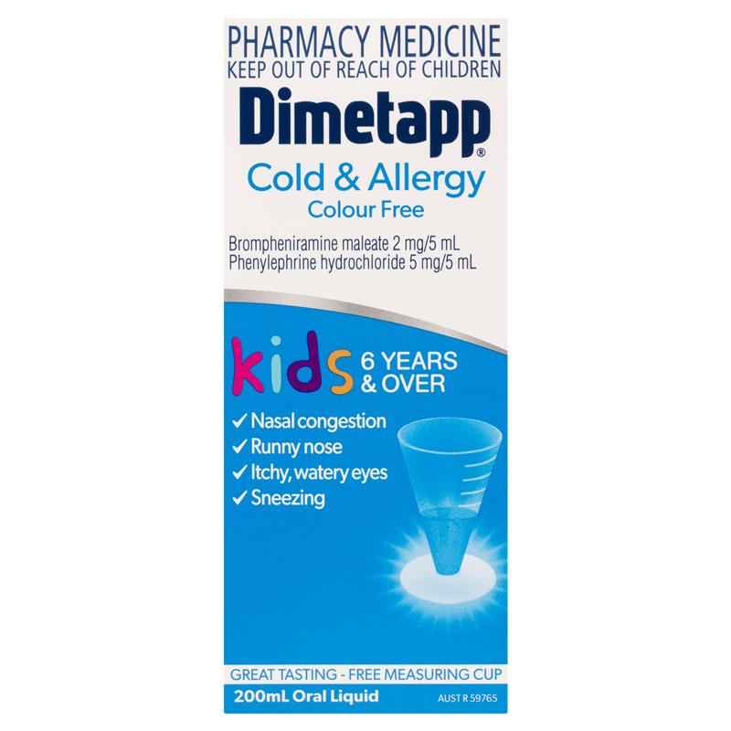 Dimetapp Cold and Allergy Colour Free 200mL