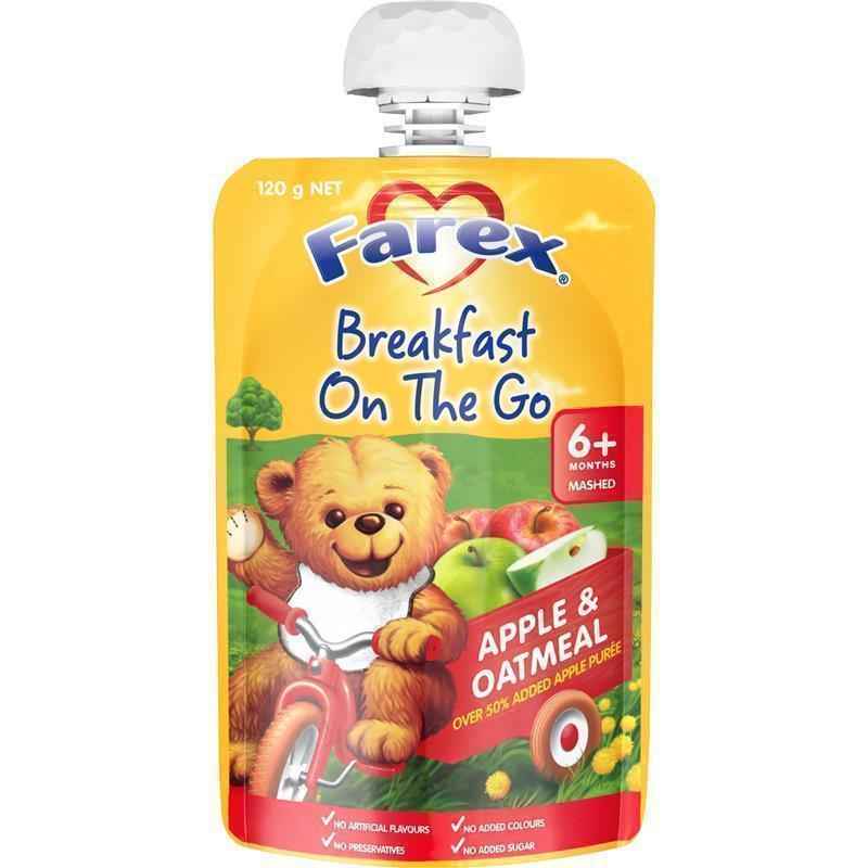 Farex Breakfast On The Go Apple & Oatmeal 6 months+ 120g Pouch