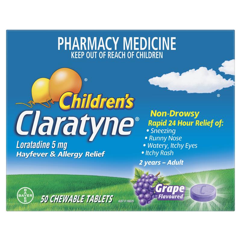 Children's Claratyne Allergy & Hayfever Relief Antihistamine For Kids Grape Chewable Tablets 30 pack - GimmeNow